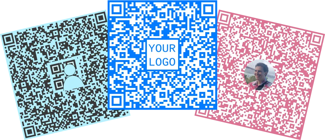 Examples of colorful QR Codes with logo overlays